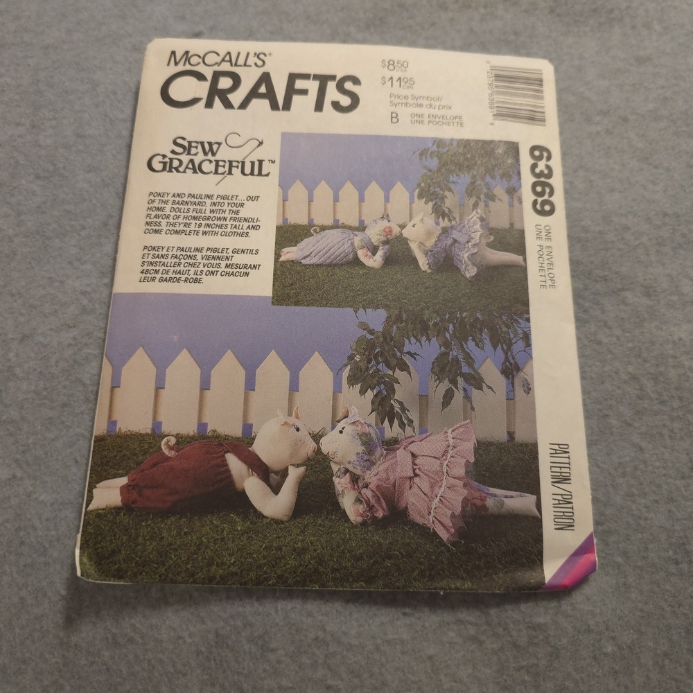 McCall's Crafts 6369 Sew Graceful Bunny Rabbit Doll Sewing Pattern UNCUT Vintage